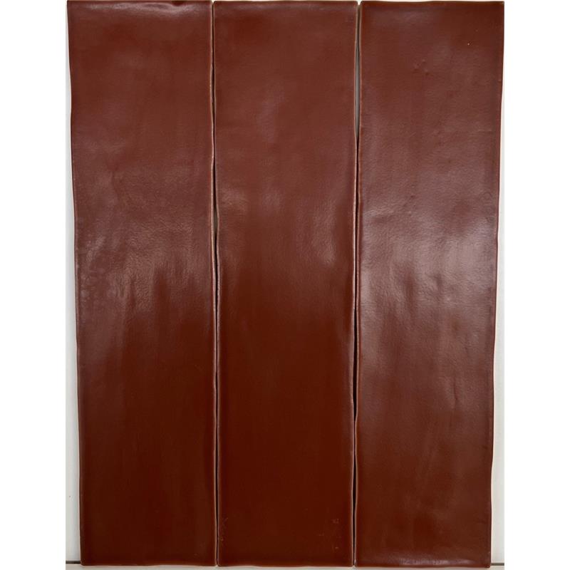 Wandtegel Vintage rood-bruin mat 7,5x30cm