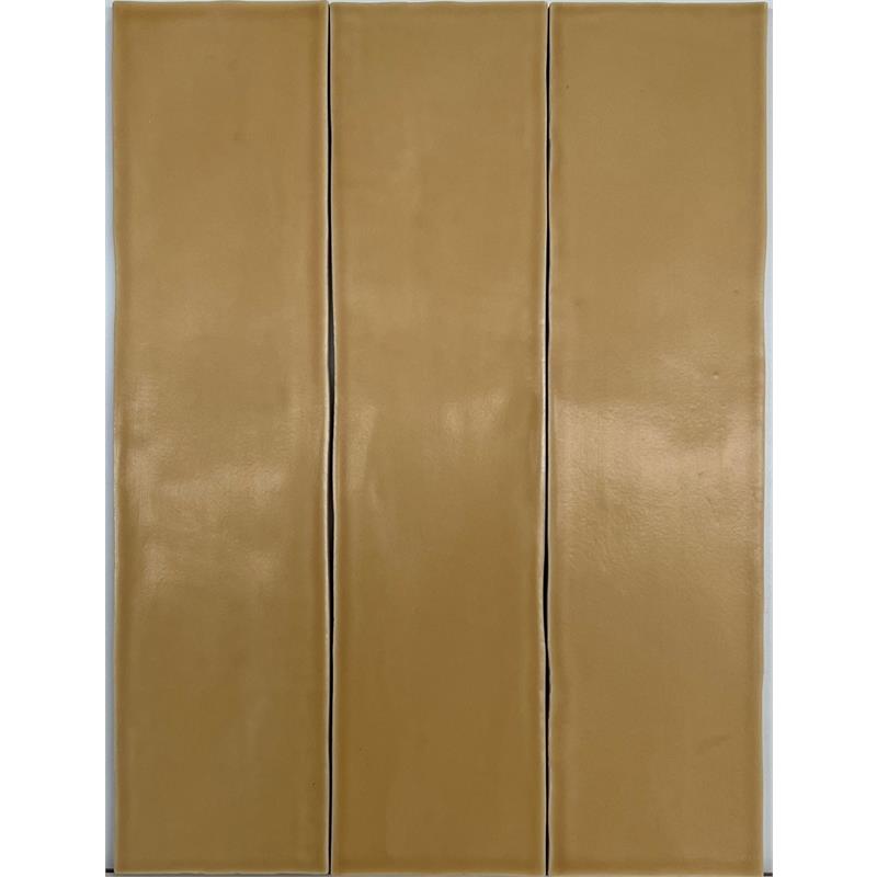 Wandtegel Vintage bruin-geel mat 7,5x30cm