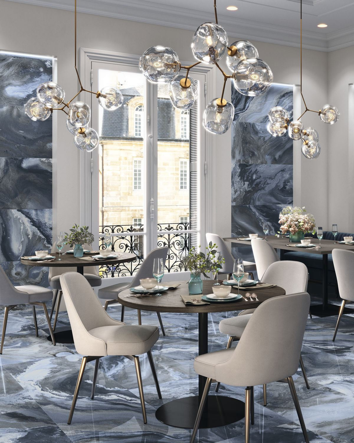 Wandtegel Nexside blauw glans 120x260cm gerectificeerd