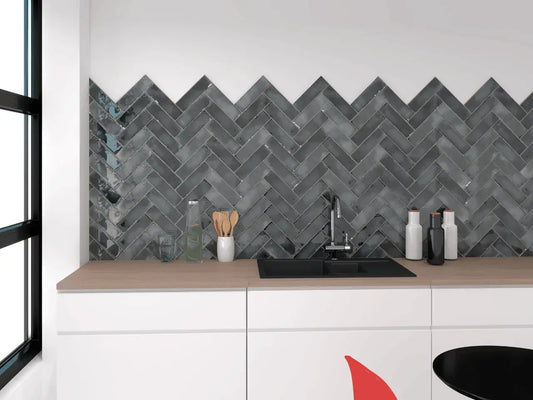 Wandtegel Hackney antraciet glans 6,9x24cm