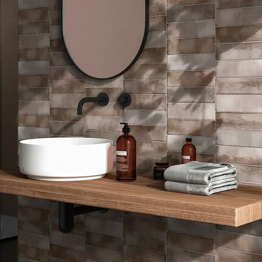 Wandtegel Hackney bruin glans 6,9x24cm