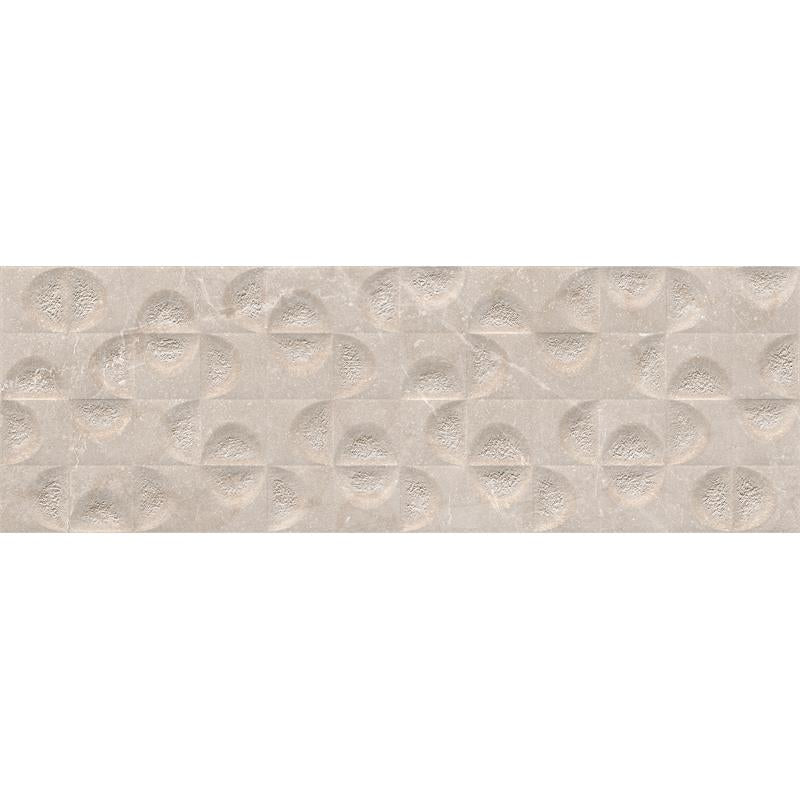 Keraben Bleuemix 'Concept Taupe', taupe wandtegel met een fijn schelpvormig reliëfmotief