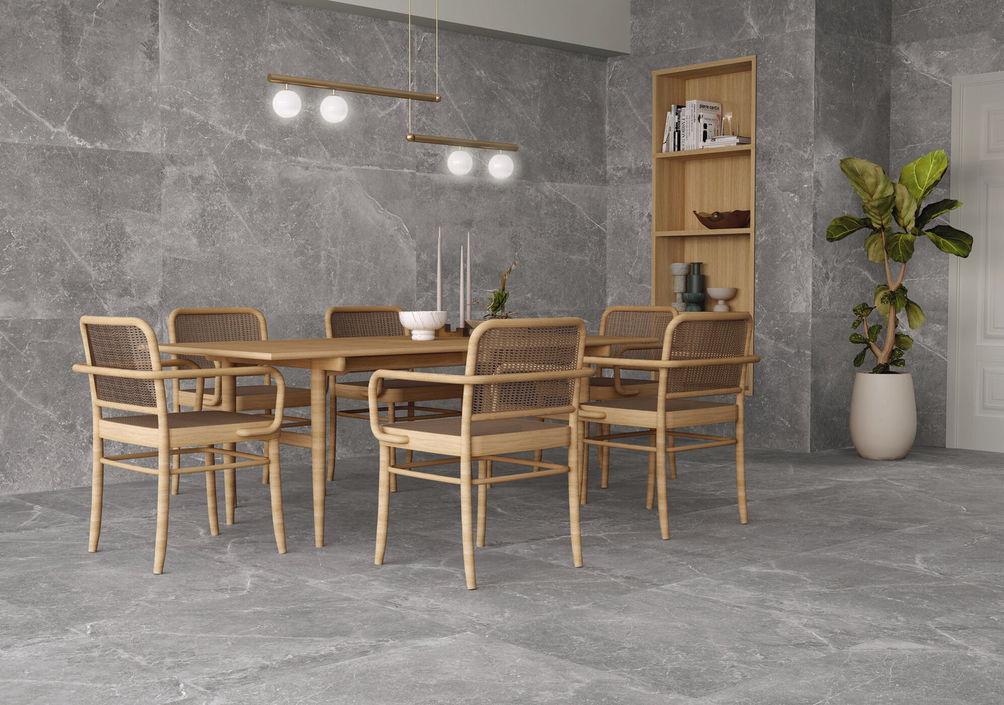 Vloertegel Pietra Antica donkergrijs satijnglans 120x120cm gerectificeerd