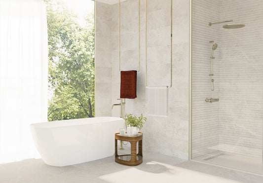 Wandtegel Pietra Antica beige satijnglans 33x100cm gerectificeerd