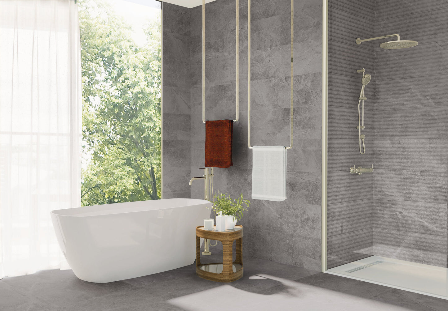 Wandtegel Pietra Antica donkergrijs satijnglans 33x100cm gerectificeerd