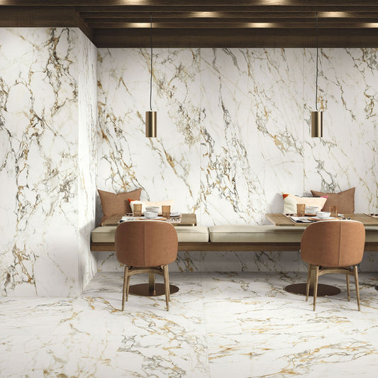 Wandtegel Bellagio beige-grijs glans 120x120cm gerectificeerd