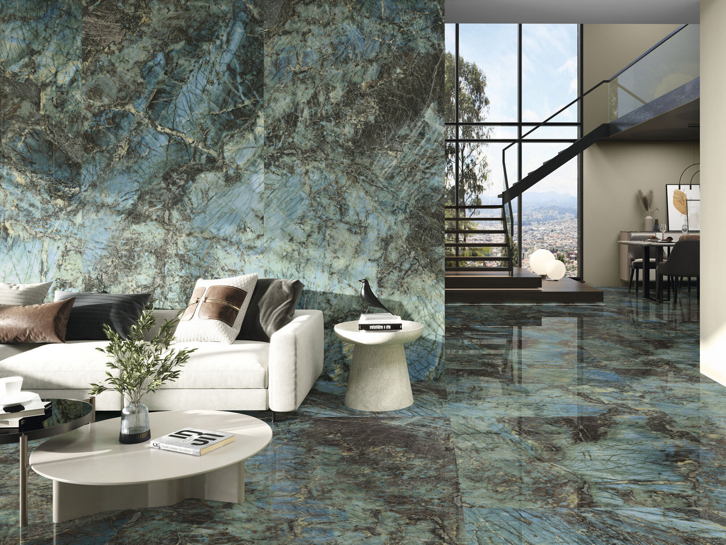 Wandtegel Lemurian blauw-groen glans 120x120cm gerectificeerd