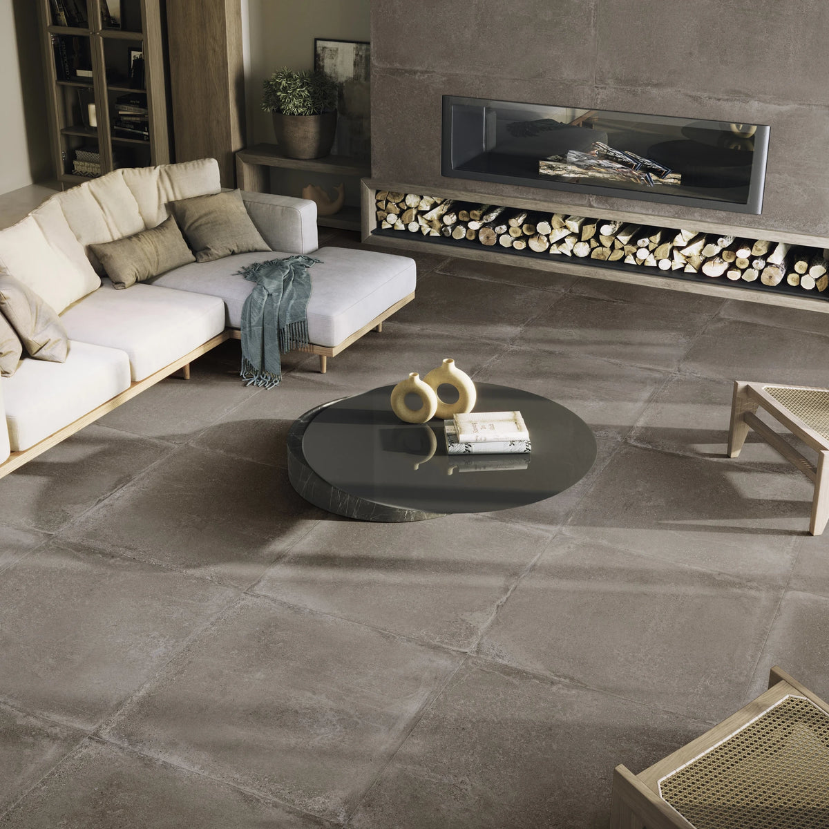 Argenta Cerámica Davenport 'Brown', vloer- en wandtegel beige en grijs mat 90x90cm