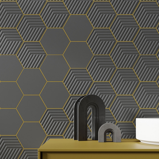 Vloertegel wandtegel Gallery 'Dark' antraciet mat 14x16cm