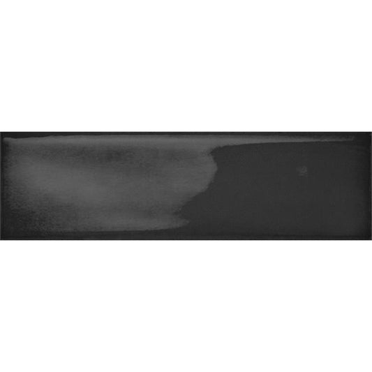 Estudio Cerámico Ghent 'Charcoal', wandtegel zwart glans 6,9x24cm