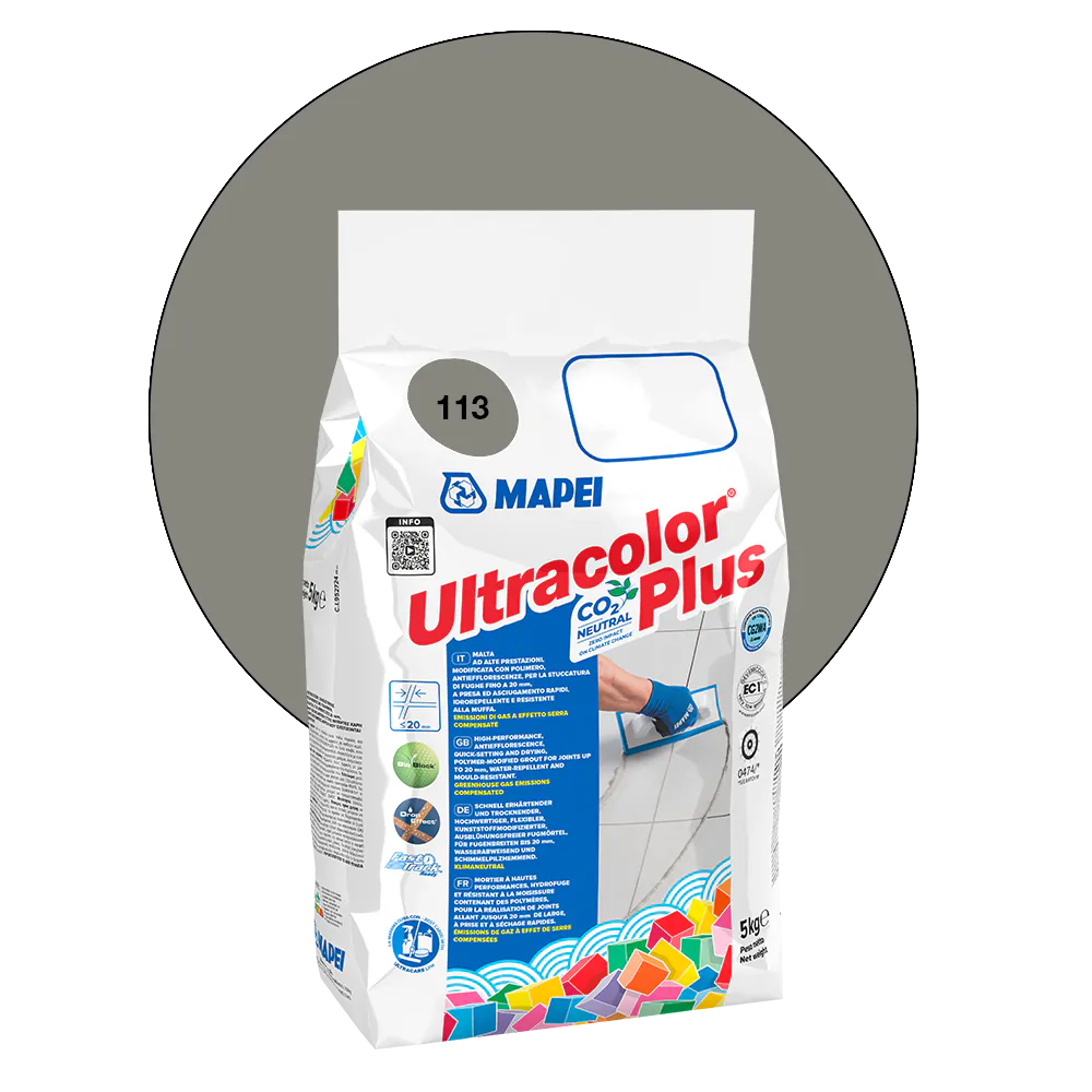 Mapei cementgebonden voegmiddel Ultracolor Plus nr. 113 Cement Grijs 5kg