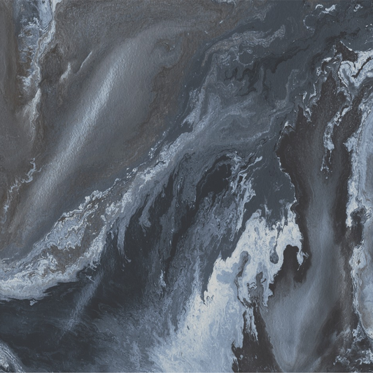 Baldocer Cerámica Nexside 'Blue', tegeloppervlak van grijsblauwe marmerlook met witte en bruine wolkenadering