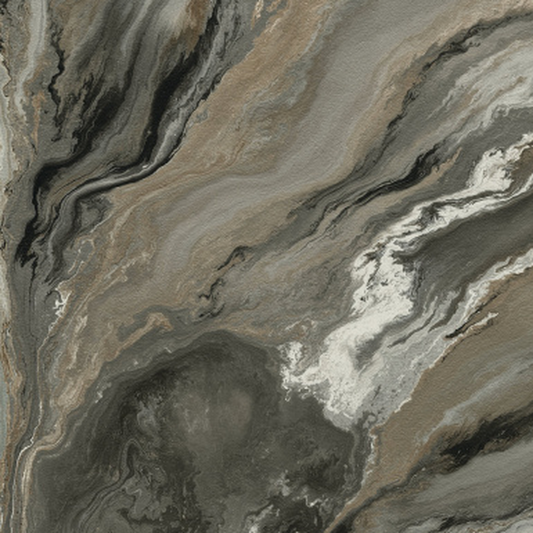 Baldocer Cerámica Nexside 'Bron', tegeloppervlak van bruingrijze marmerlook met golvende beige en witte adering