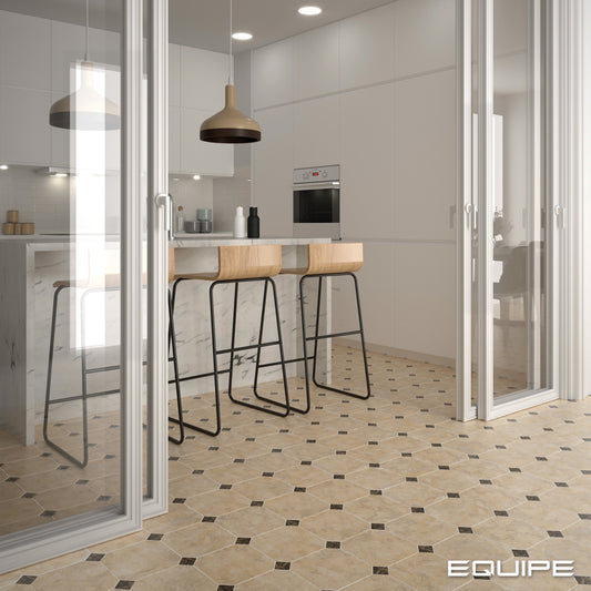 Vloertegel Octagon marmerlook beige mat 20x20cm