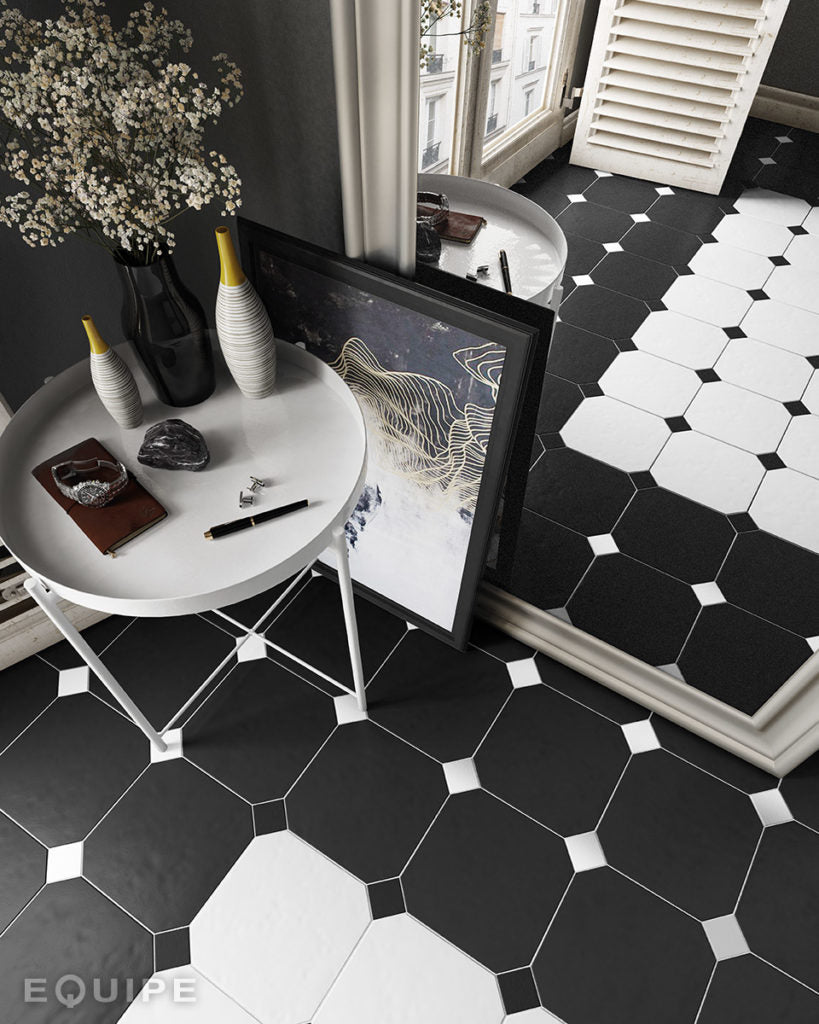 Vloertegel Octagon zwart mat 20x20cm