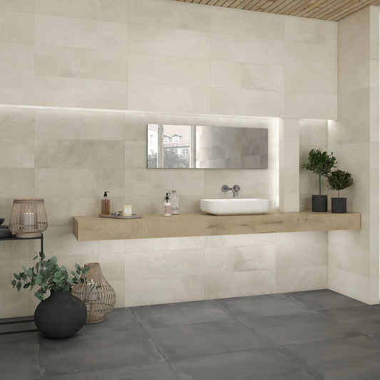 Argenta Cerámica Powder 'Plumb', vloer- en wandtegel grijs mat 75x75cm