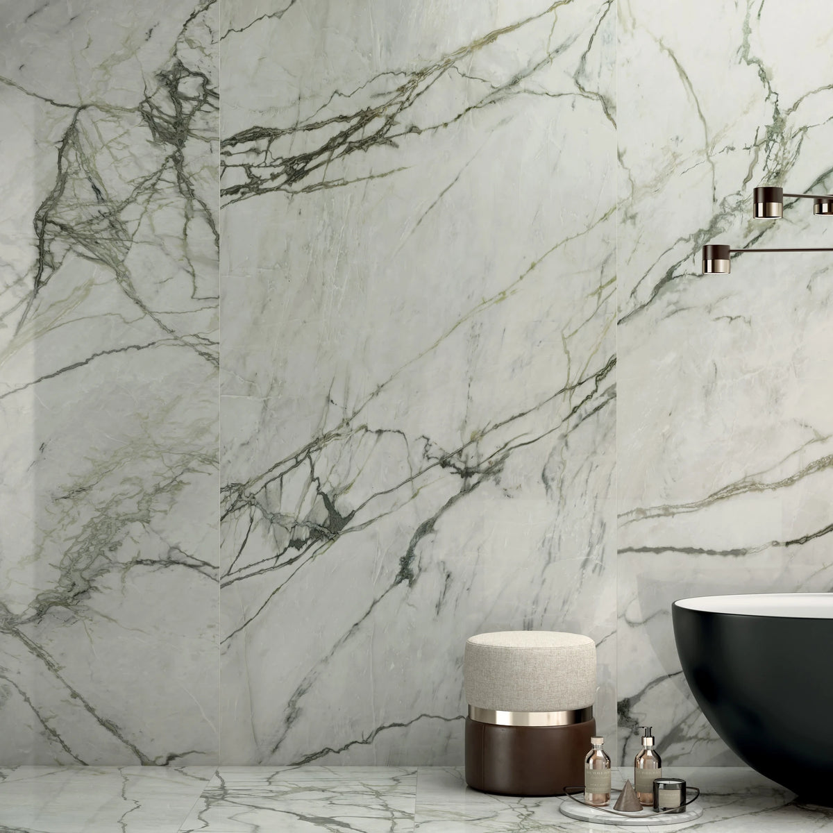 Lea Ceramiche Synestesia 'Calacatta Emerald', vloer- en wandtegel groen zijdeglans 120x120cm
