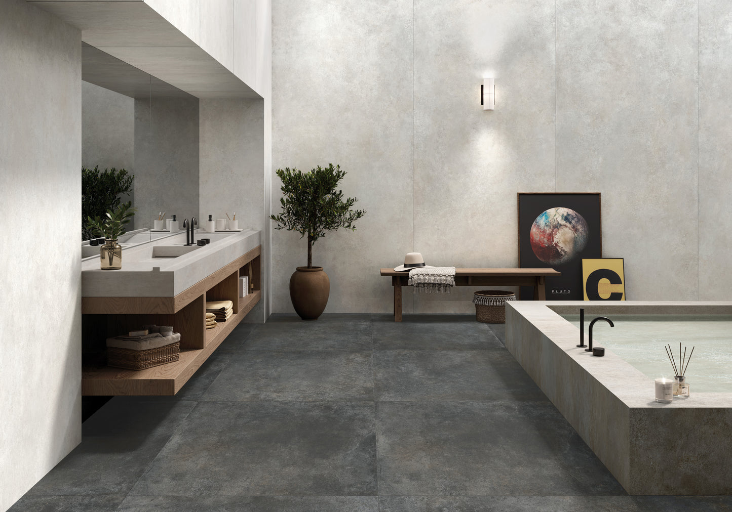 Vloertegel Feroe grijs-wit mat 60x120cm gerectificeerd – MisterTile