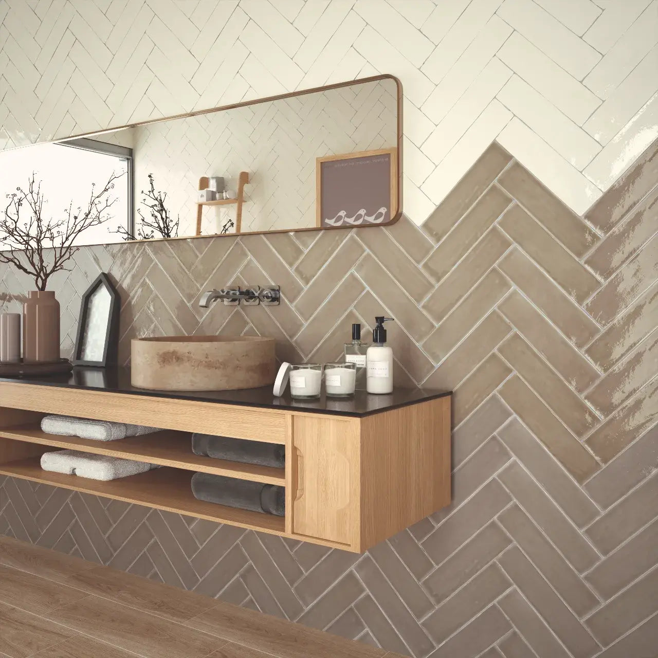 Wandtegel Camden beige glans 7,5x30cm