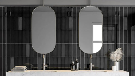 Wandtegel Ghent zwart glans 6,9x24cm