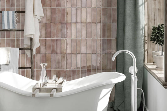 Wandtegel Amazonia roze glans 6,5x20cm