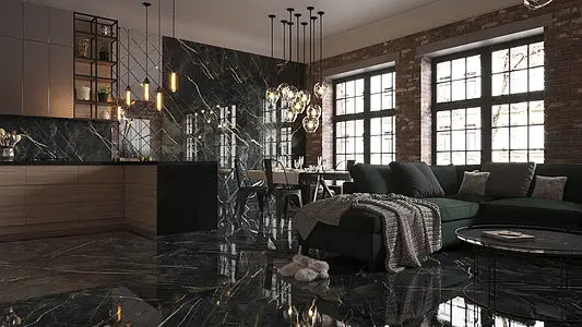 Wandtegel Wacom Forest antraciet glans 120x260cm gerectificeerd