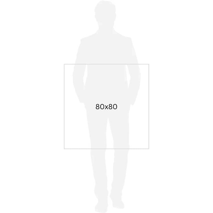 80x80 cm tegel naast het silhouet van een persoon om de schaal te tonen