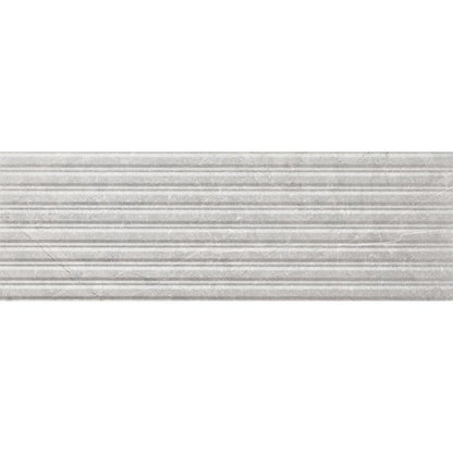 Wandtegel Pietra Antica lichtgrijs satijnglans reliëf 33x100cm gerectificeerd