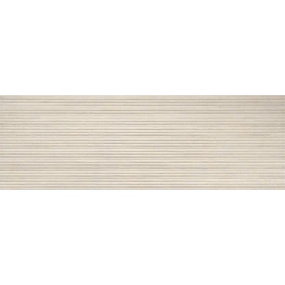 Wandtegel Larchwood crème mat reliëf horizontaal gestreept 40x120cm gerectificeerd