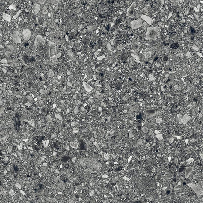 Vloertegel Ceppo di gré antraciet terrazzo 90x90cm gerectificeerd