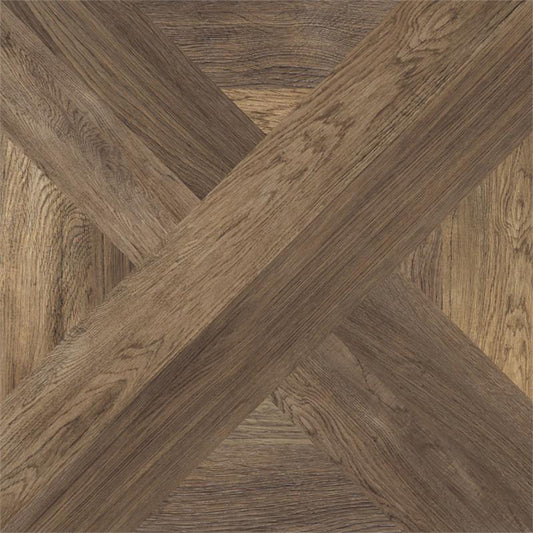 Vloertegel Tuscania Intarsio Moro bruin houtlook 61x61cm gerectificeerd