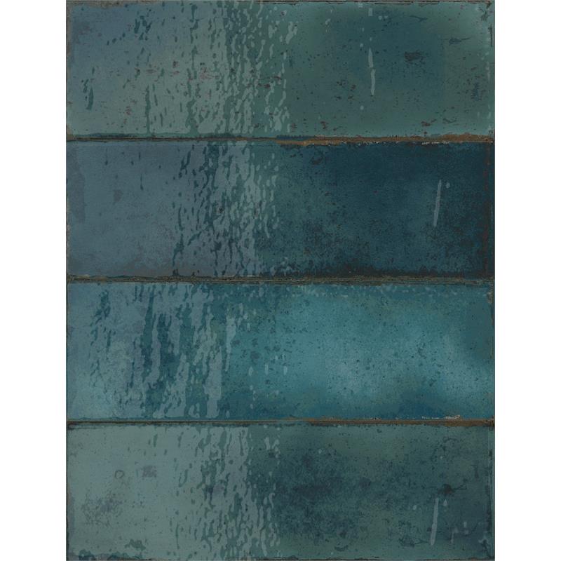 Estudio Cerámico Amazonia 'Sapphire', wandtegel blauw-groen glans 6,5x20cm