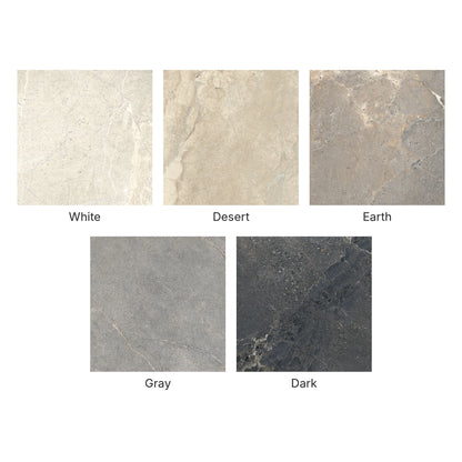 Lea Ceramiche Anthology 'Earth Worn Mosaico Break', kleurenoverzicht van de serie met alle kleuren en hun namen.