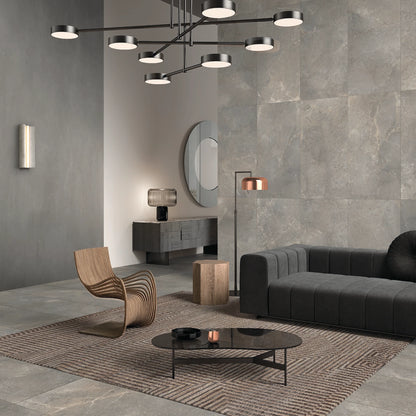 Lea Ceramiche Anthology 'Earth Worn', Natural 60x120 op wand en vloer van een woonkamer met hanglamp