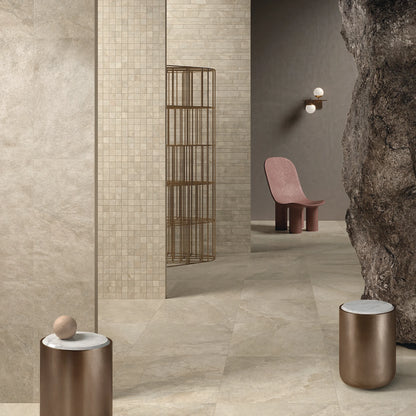 Lea Ceramiche Anthology 'Desert Worn Mosaico Break', Mosaico 36 op een zuil, Natural 60x60 op de vloer en 30x60 op de wand