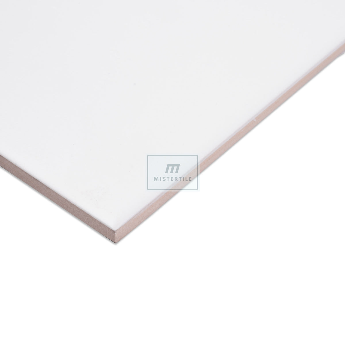Tebe Blanco 'Wit', detail van de hoek en de dikte van de witte matte wandtegel
