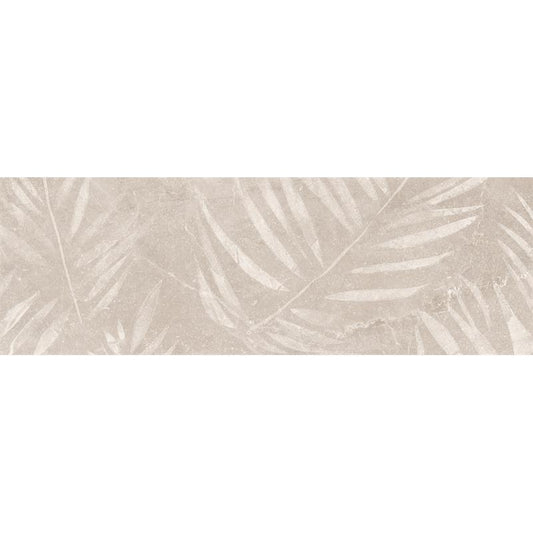 Keraben Bleuemix 'Art Taupe', taupe wandtegel met een varenbladmotief in reliëf