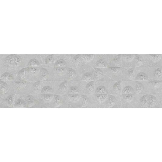 Keraben Bleuemix 'Concept Grey', lichtgrijze wandtegel met een fijn schelpvormig reliëfmotief