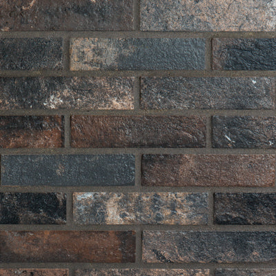 Ceramica Rondine Bristol 'Dark', vloertegel antraciet-bruin mat 6,6x25cm