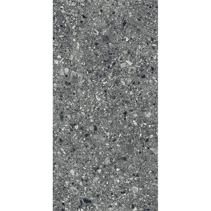 Tuscania Ceppo di Gré 'Anthracite', vloertegel antraciet terrazzo gerectificeerd 61x122cm