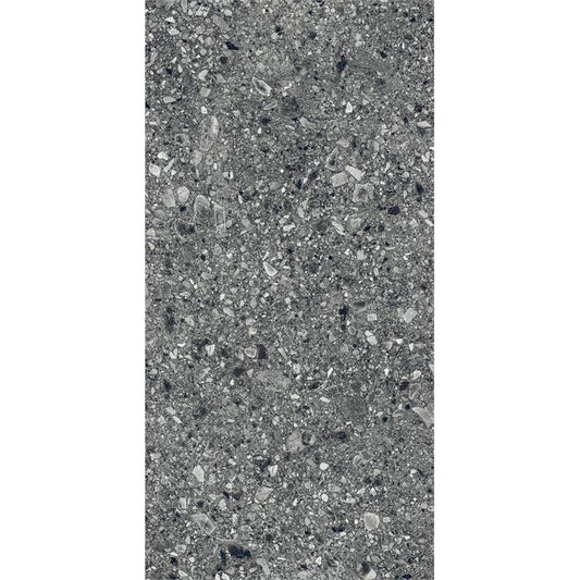 Tuscania Ceppo di Gré 'Anthracite', vloertegel antraciet terrazzo gerectificeerd 61x122cm