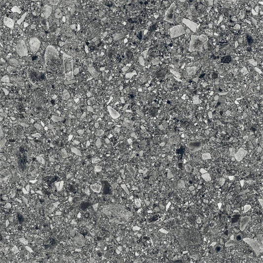 Tuscania Ceppo di Gré 'Anthracite', vloertegel antraciet terrazzo gerectificeerd 90x90cm