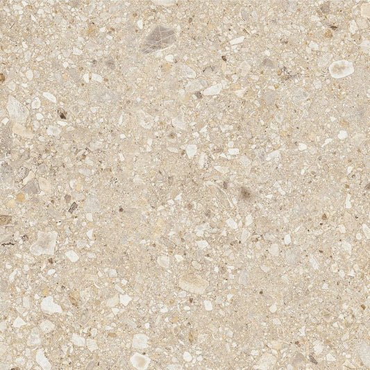 Tuscania Ceppo di Gré 'Beige', vloertegel terrazzo gerectificeerd 90x90cm