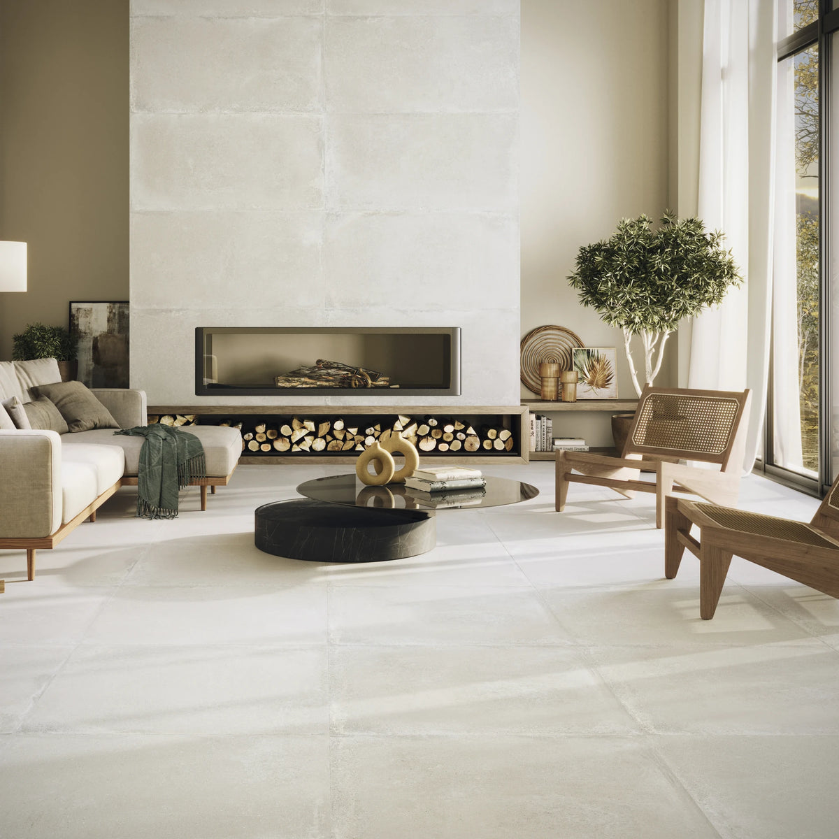 Argenta Cerámica Davenport 'White', vloer- en wandtegel crème en wit mat 90x90cm