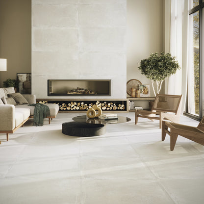 Argenta Cerámica Davenport 'White', vloer- en wandtegel crème en wit mat 90x90cm
