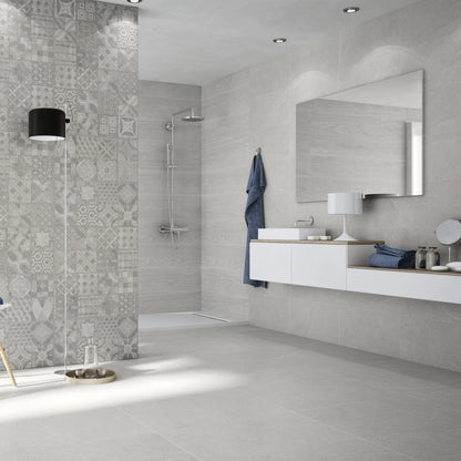 Argenta Cerámica Hardy 'Rib Line Concrete', wandtegel grijs mat 40x120cm