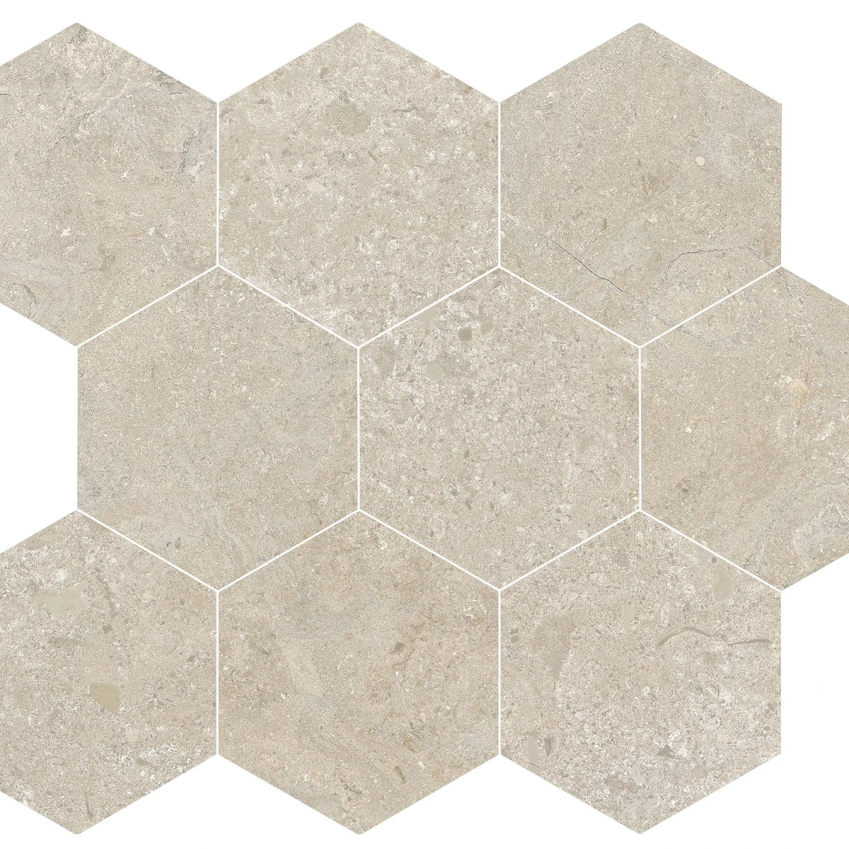 EnergieKer Heritage 'Cedar Esagoni', zeshoekig mozaïek taupe mat 26x30cm