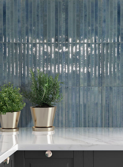 Wandtegel Home KitKat 'Sky' blauw glans 12,5x25cm