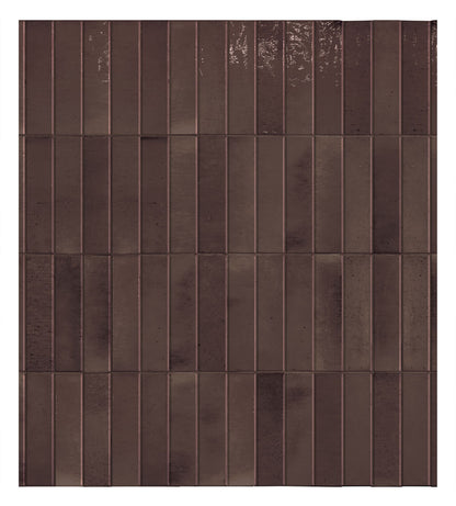 Keradom Home 'Grape', wandtegel Brick bruin-paars glans 6x25cm