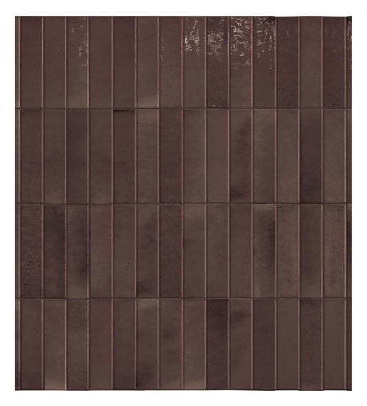 Keradom Home 'Grape', wandtegel Brick bruin-paars glans 6x25cm